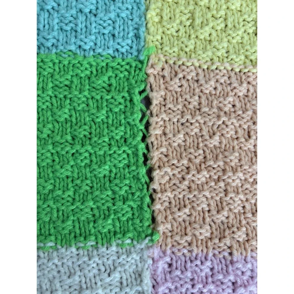 Handmade Vintage Crochet Blanket Easter Pastels Afghan Throw 39